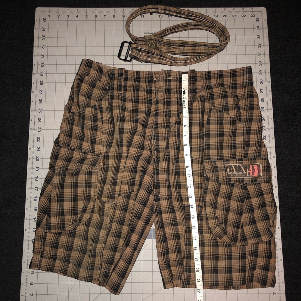 Armani Exchange Plaid Shorts. Size 33. Tan/Black color.